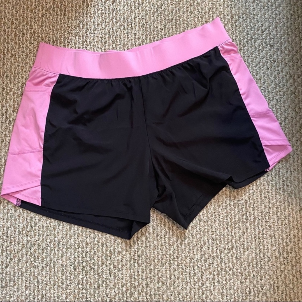 Black and Pink Athletic Running Shorts